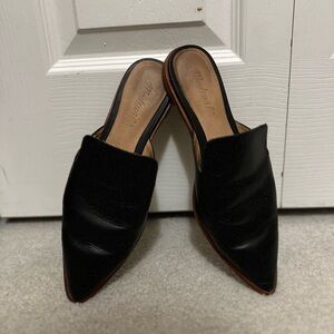 Madewell Black Gemma Pointed-Toe Slip-On Mules